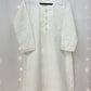 Self-Print White Cotton Kurti S-XXL