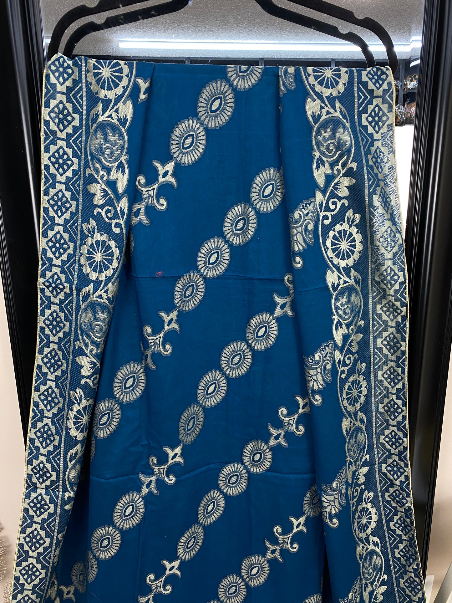 Blue Jacquard Lawn Dupatta