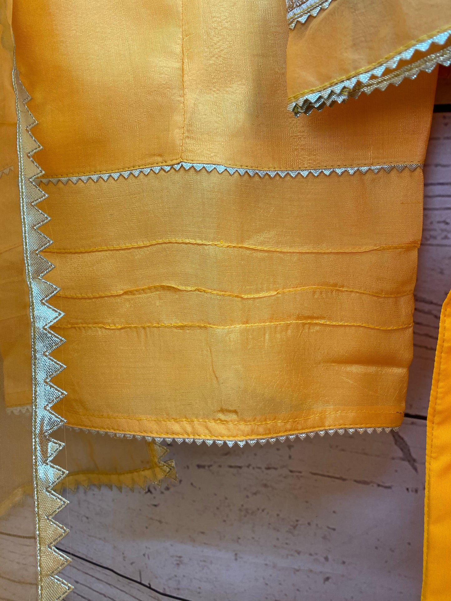 Orange Organza Thread Mirror work Suit (3PC)