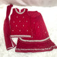 Girls Red Chiffon Lhenga