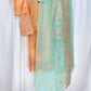 Fancy Peach-Blue Organza 3PC Outfit