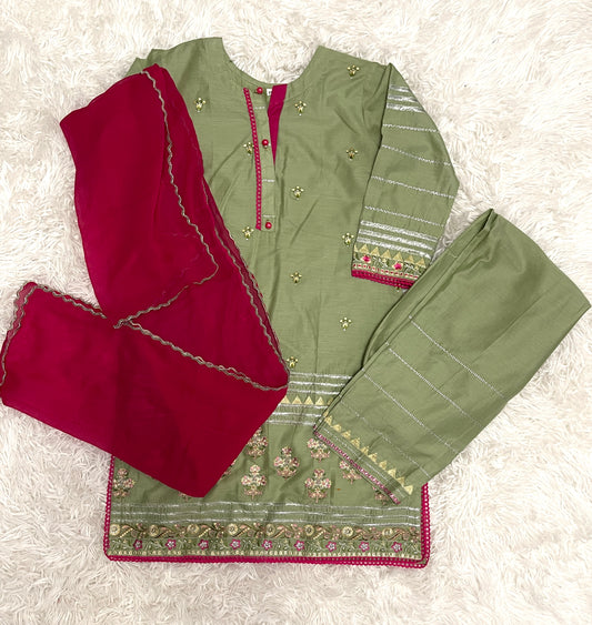 Embroidered Floral Outfit for Girls