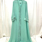 Teal Chiffon Abaya with Scarf