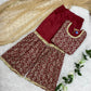 Luxury Floral Maroon Georgette/Silk Gharara 3PC