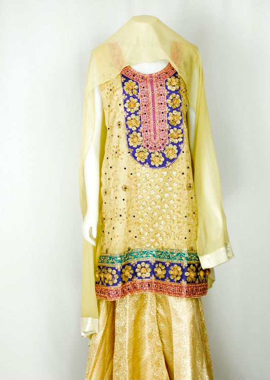 Tan Peplum Palazzo Fancy Dress