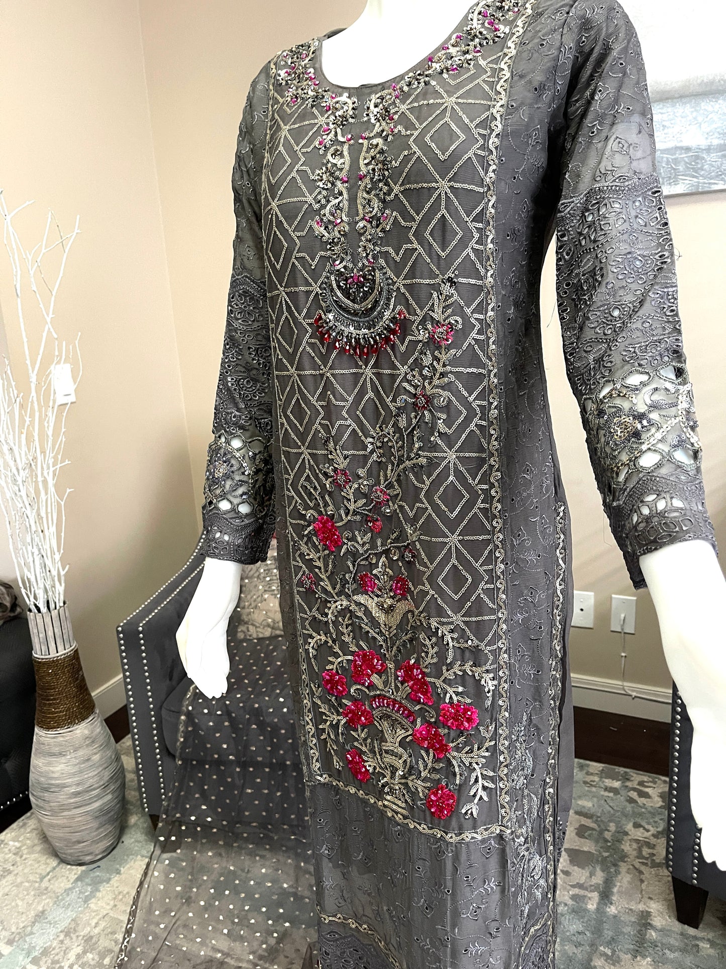 Zahra Rubab Chikan Kari Festive Outfit S-L