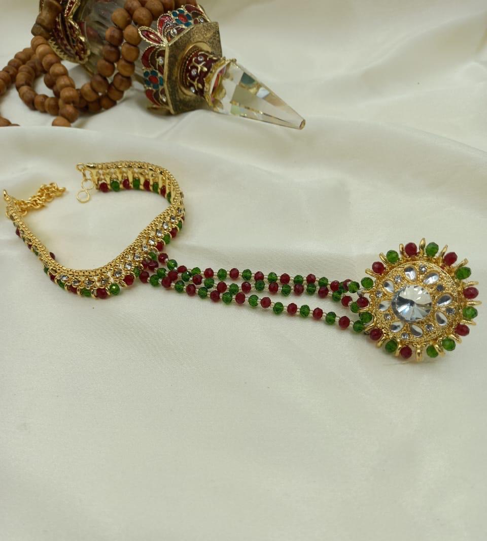 Red/Green Bracelet with mini Ring