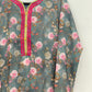 Blue Chanderi Silk Printed Top Medium