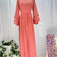 Peach Pink Long Chiffon Dress
