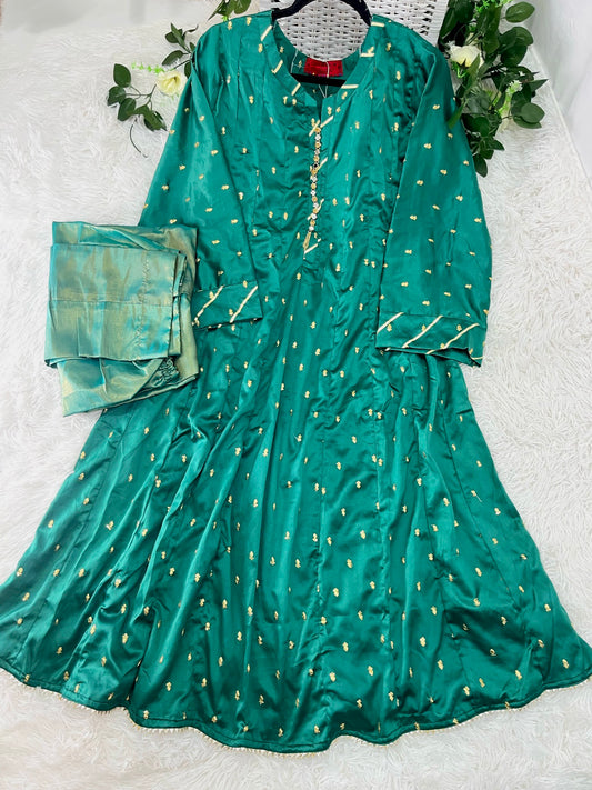 2 Pcs Silk Anarkali Maxi - Maxi and Trouser