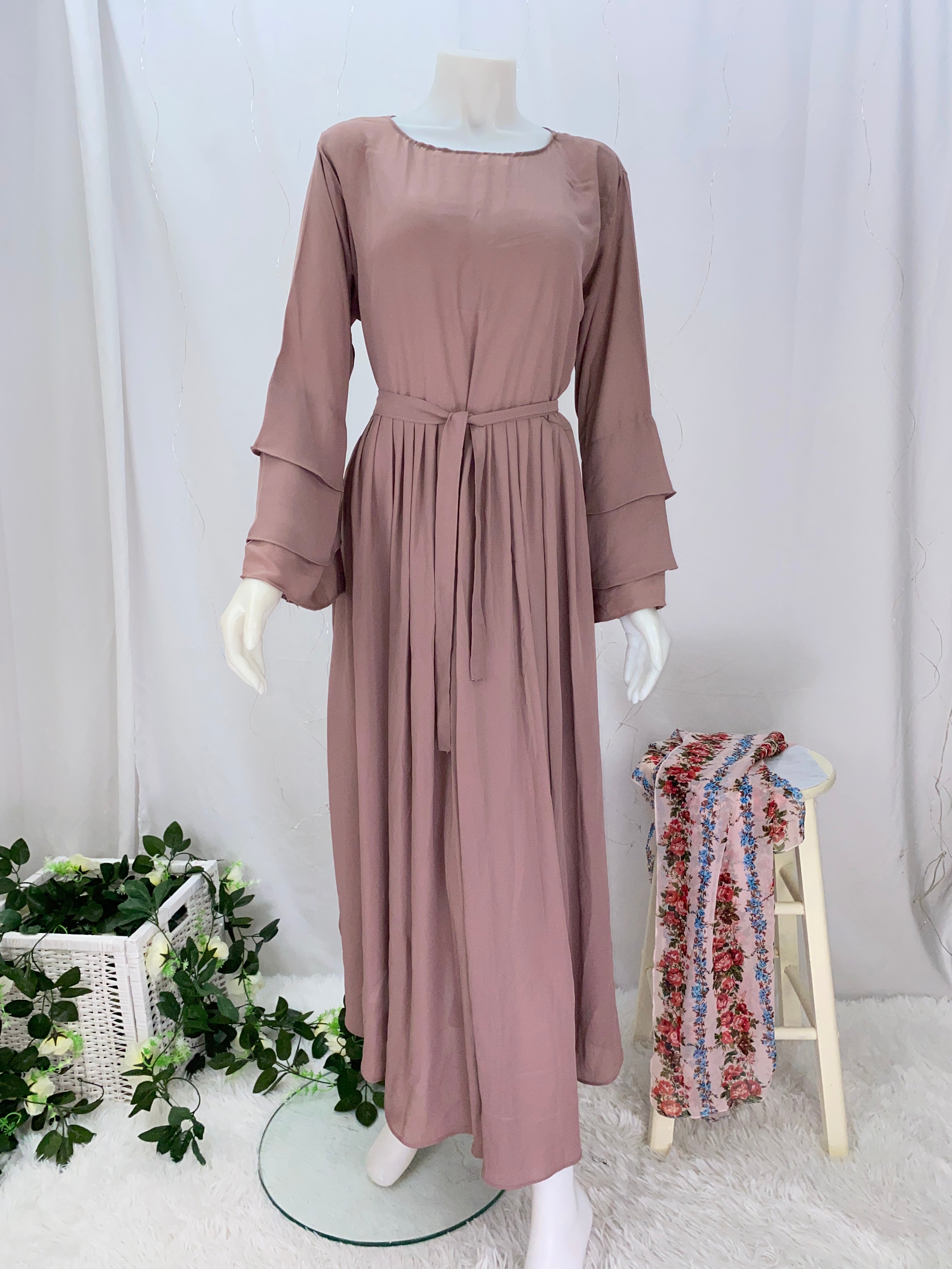 Dusty Pink Long Chiffon Dress