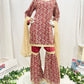 Luxury Floral Maroon Georgette/Silk Gharara 3PC