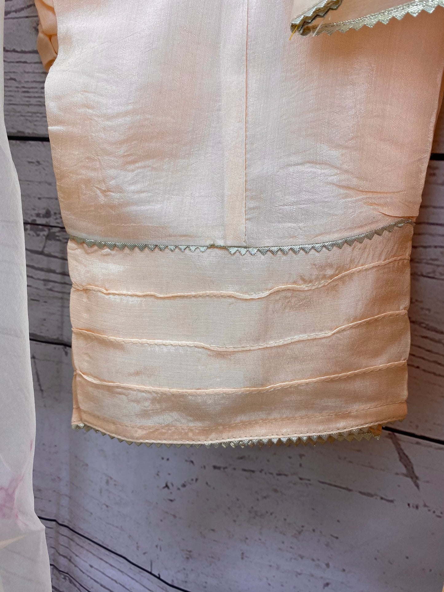 Peach Organza Thread Mirror work Suit (3PC)