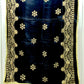 Jet Black Velvet Zari Embroidered Shawl