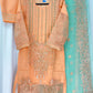 Fancy Peach-Blue Organza 3PC Outfit