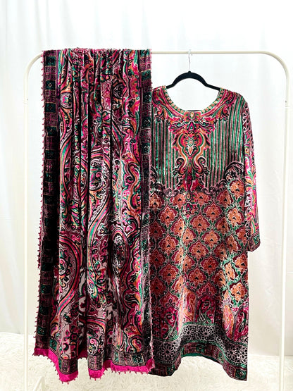 2 Pcs Palachi Suit - Shirt and Dupatta