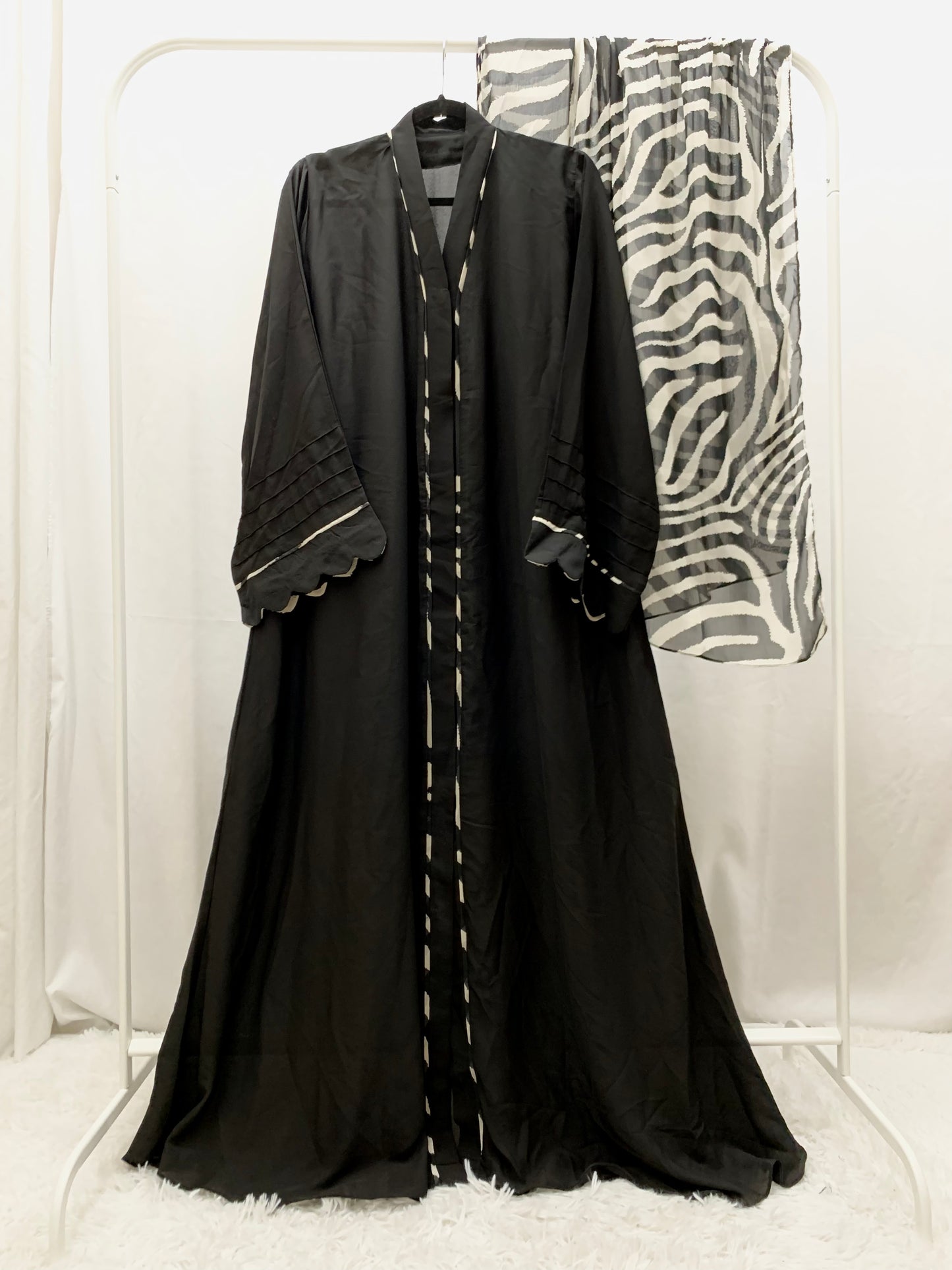 Black Chiffon Abaya with Scarf