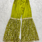 Luxury Pistachio Georgette/Silk Gharara Outfit 3PC