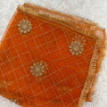 Net Orange Dupatta with Zari Work