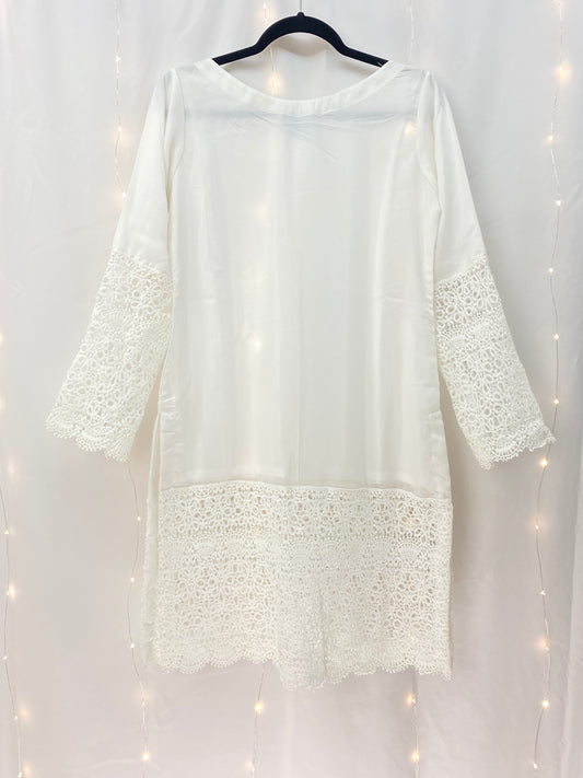 Chiffon White Lace Kurti S-XXL