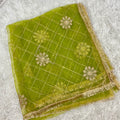 Net Green Dupatta with Zari Work